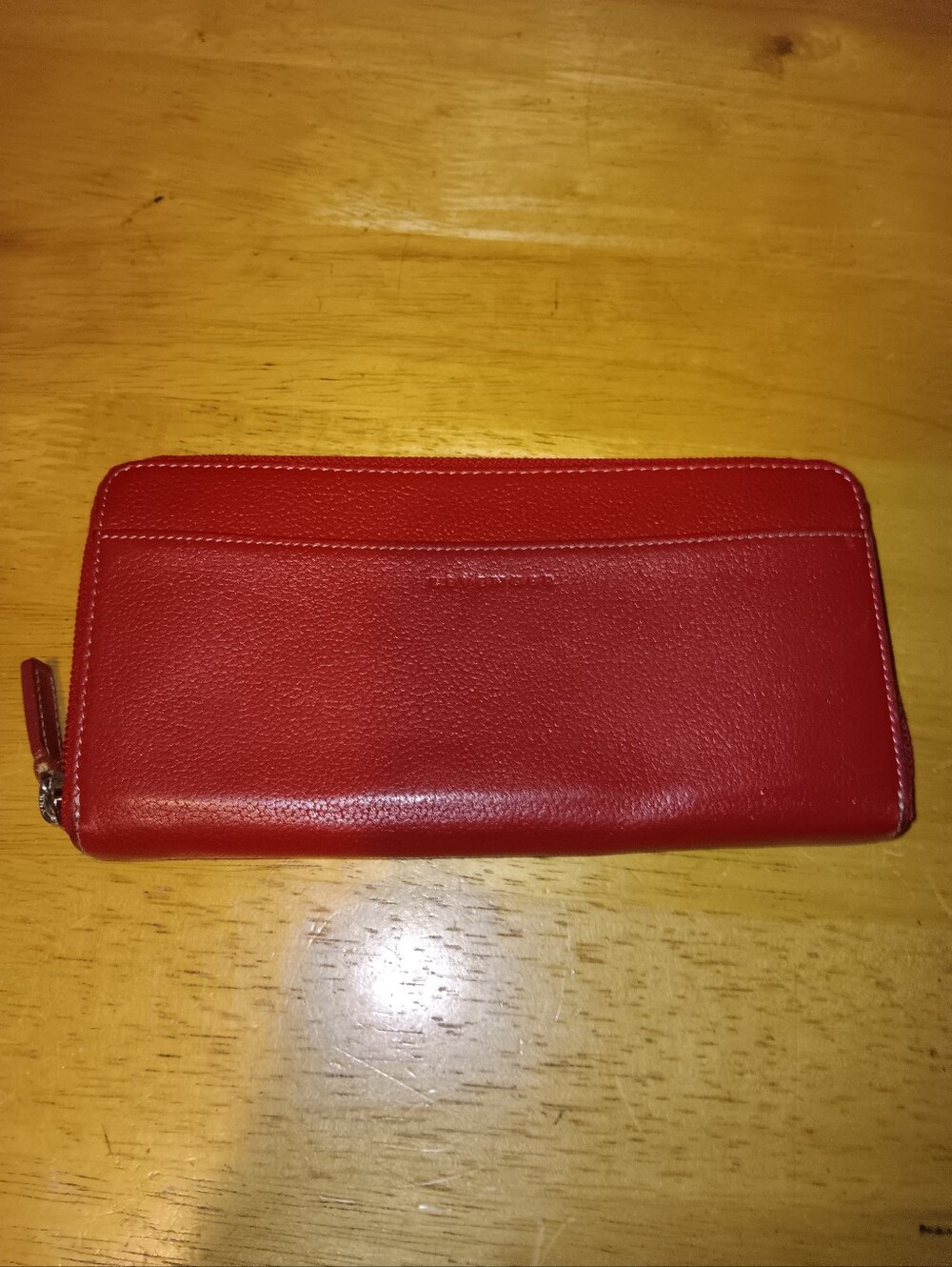 Levenger Red Leather Zip-Around Wallet